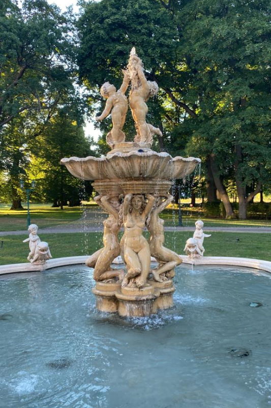 Hochzeitsschloss Karow im Sommer, Schlossbrunnen